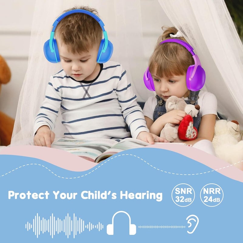 Procase 2 Pack Noise Cancelling Headphones for Kids, Kids Ear Protection for Monster Jam Truck, Hearing Protection Noise Reduction Earmuffs for Sensory Autism Toddler Children -Indigo - Image 2